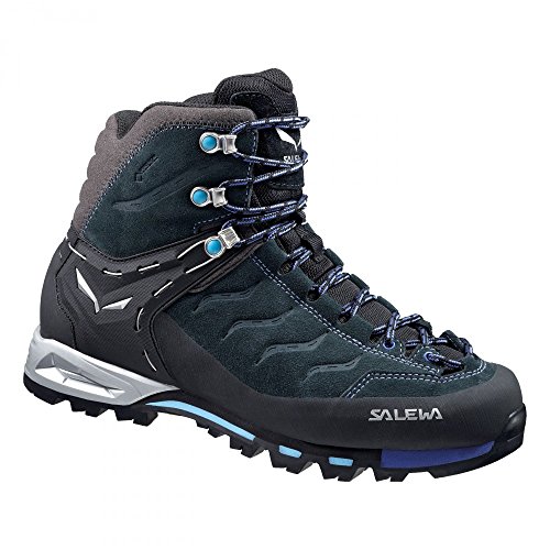 Salewa Women's MTN Trainer Mid GTX Boots Carbon / River Blue 9 & Hiking Sock Bundle Salewa Women's MTN Trainer Mid GTX Boots Carbon / River Blue 9 & Hiking Sock Bundle