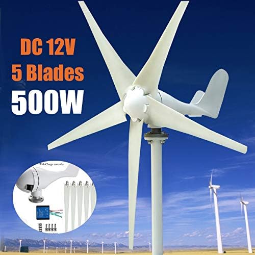 US Warehouse - Max 600W Wind Turbine Generator DC 12V/24V 5 Blade Power Supply with Charge Controller for Home Hybrid streetlight use - (Voltage: 12V)