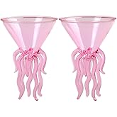 Octopus Cocktail Glass Creative Martini Drinkware Bar Goblet Snifters (250ML pink glass)