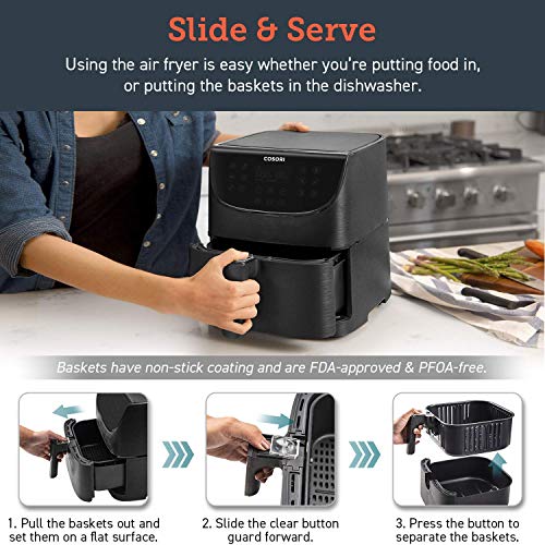 Cosori Smart WiFi Air Fryer 5.8QT(100 Recipes), 1700 Watt Programmable