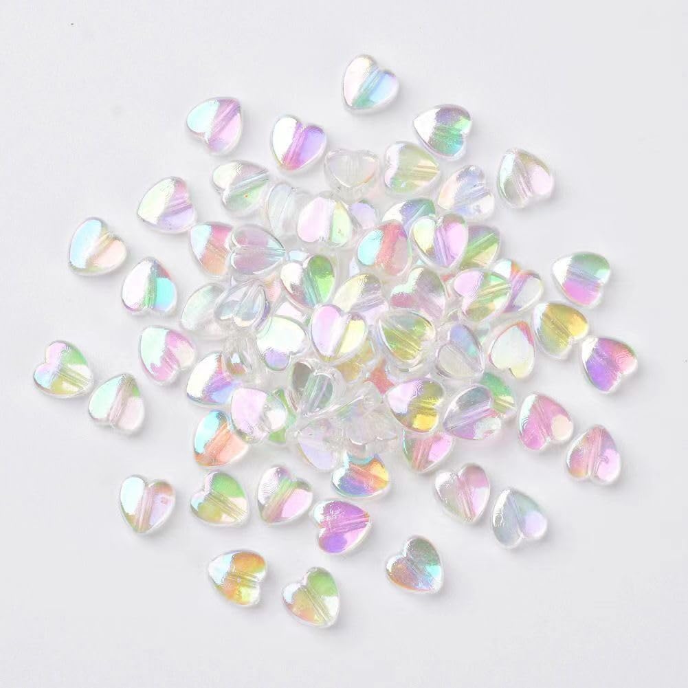 HERZWILD 800 Pcs Clear Heart Plastic Beads for Jewelry Making - Heart Shape, White — image 1