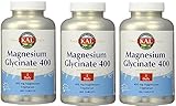 KAL - Magnesium Glycinate 400, 3Pack (180 tablets Each )