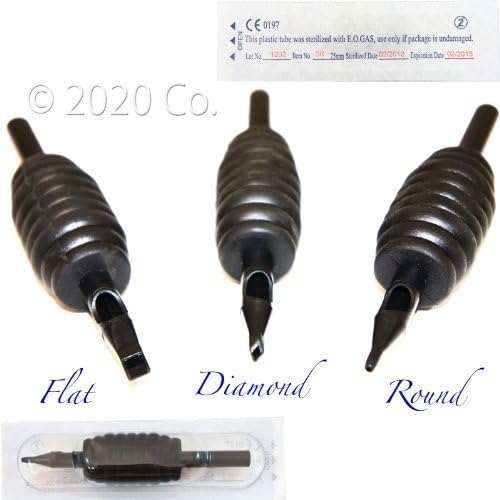 20 Pack 1" (25mm) 13 Flat Tubes Sterile Tattoo Disposable Grips 13F Tips gun machine Needle Supplies