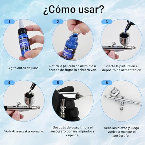 HOMY ARTY Airbrush Paint - 42 Colours with 6 Thinners and Cleaner 500ml with Brushes, Airbrush Ready Acrylic Paint for Metal, Plastic, Canvas, Wood, 20 ml/Bottle