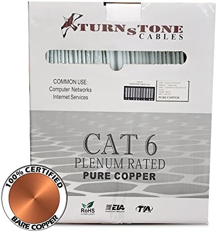 CAT6 PLENUM 1000FT 550MHz 23AWG PURE COPPER ETHERNET CABLE UTP WHITE