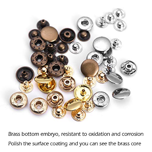 image for WUTA Solid Brass Snap Fasteners Press Studs Poppers Clothing Bag Jacke