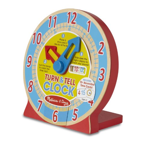 Melissa & Doug Turn & Tell Wooden Clock (Educational Toy, 13 Reversible Time Cards, Great Gift for G - //medicalbooks.filipinodoctors.org
