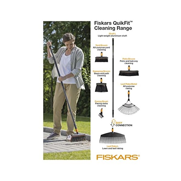 Fiskars Rechen mit 16 Zinken, Werkzeugkopf, Breite: 40 cm, Gehärtete Stahlzinken, Schwarz/Orange, QuikFit, 1000654 – Bild 4