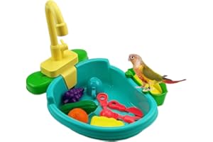 FidosFav Parrot Automatic Bathtub Bird Bath Bowl Parrot Swimming Pool Toy Bath Shower Water Dispenser for Parrot Budgie Parakeet Cockatiel Finch Canary Grey Cockatoo Macaw Cage Healthy