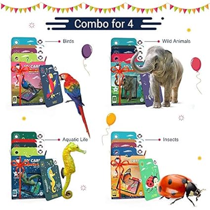 RedChimpz - Educational Games for Kids AR & VR 5D Flash Cards for Kids (Set of 80 Cards) Augmented & Virtual Reality Cards for Children (3-8 Years) Kids Online Educational Games Combo of 4 Themes