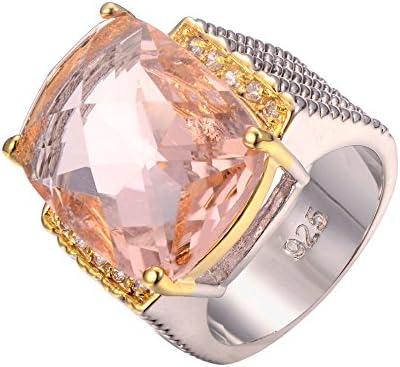 Morganite 925 Sterling Silver Filled Ring Size M to T 1/2 F1237