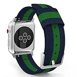MoKo Compatible Band Replacement for Apple Watch 38mm 40mm Series 4/3/2/1, Fine Woven Nylon Adjustable Replacement Band Sport Strap - Blue & Green (Not fit 42mm 44mm Versions)