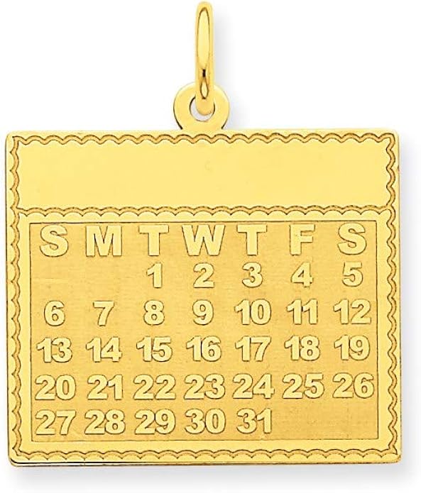 Amazon 14k Tuesday The First Day Calendar Pendant 26mm 22mm Style 