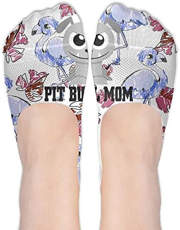 Pit Bull MomWomens Thin Cotton No-Show Flat Boat Liner Hidden Socks - Non-Slip Grips