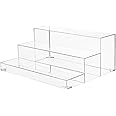 BARsics 3-Tiers Assembled Back Bar Bottle Rack Display, Clear Acrylic Stand Riser 15x6x12 inches