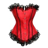 Kranchungel Women's Sexy Satin Overbust Corset Lace up Busiter Shapewear Outfit