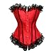 Women's Sexy Satin Overbust Corset Lace Up Boned Busiter Shapewear Outfit