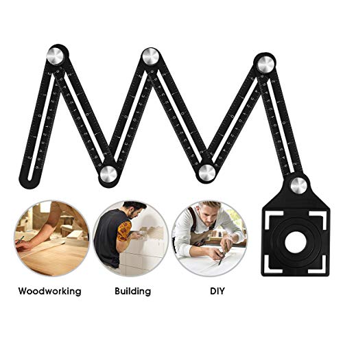 KEGOUU Multi Angle Measuring Ruler, Premium Aluminum Alloy Ultimate Marking Template Tool/Layout Angle Finder Tool/Woodworking Tool/Flooring Angle Ruler for Craftsmen, Handymen, Builders, DIY-ers