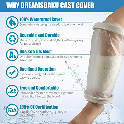 Knee Cast Wound Covers for Shower, Waterproof Reusable Bandage&Cast Protector Knee Surgery, Bath