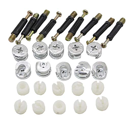Luckycivia 50 Sets Cam Fitting with Dowel 3in1 Hardware Connectors