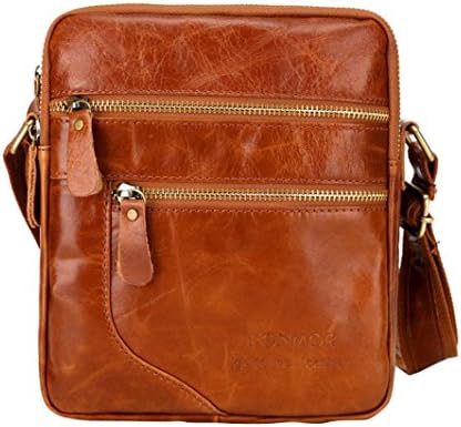 Tootu Cross Body Messenger Bag Shoulder Backpack Travel Rucksack Sling Bag Leather Business Satchel (Brown)