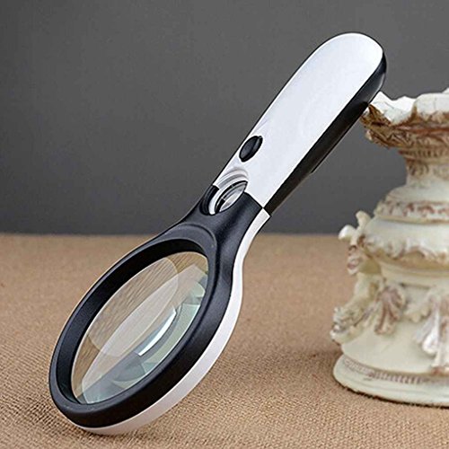 MuLuo LED Light 45X Magnifying Glass Lens Handheld Mini Pocket Microscope Reading Jewelry Loupe Glass - Thumbnail 2