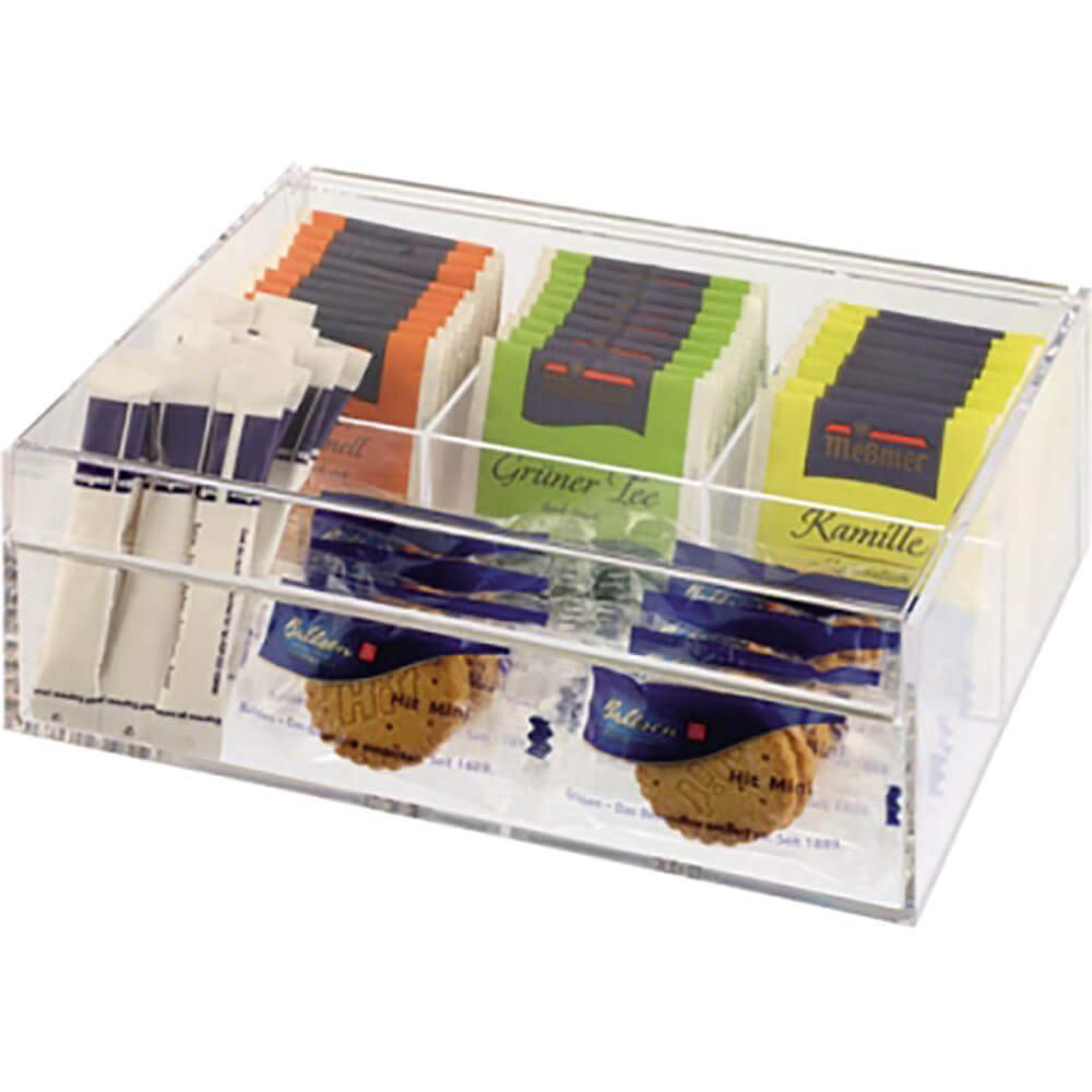 GSP TV/Multibox Approx 22 x 17 cm, Height 8.5 cm Crystal Acryl 3 Compartments for kuvertierte Bag and A Universal Tray Pop Up Lid