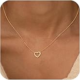 Ewrkbr Gold Heart Necklace for Women,14K Gold Plated Charm Necklace Dainty Love Pendant Necklace Cute Gold Necklace for Women Valentine's Day Gifts Trendy Gold Heart Necklace for Women Gifts