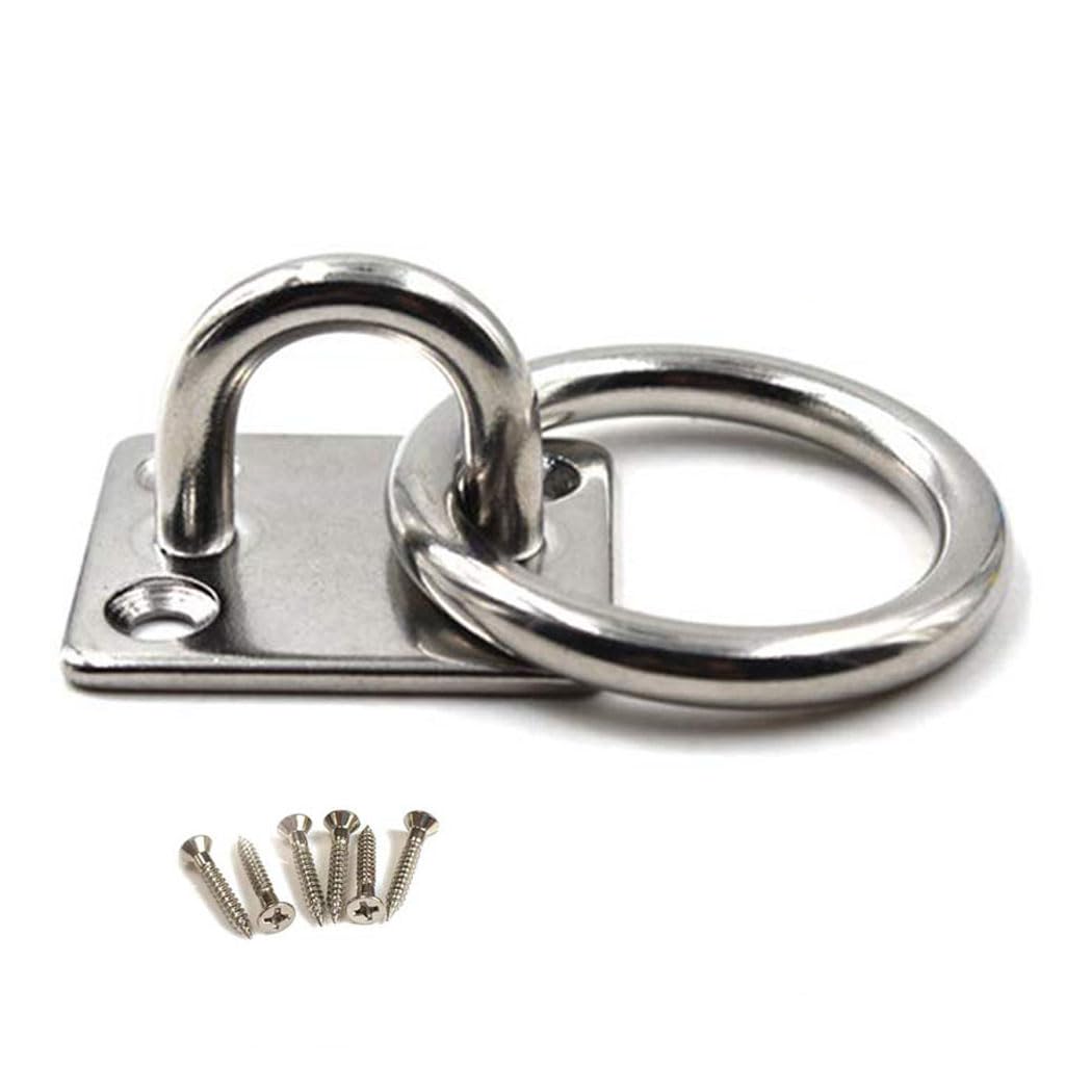 Flomore M10 Ceiling Hook Pad Eye Plate 304 Stainless Steel Wall Mount Hook Heavy Duty for Hanging (Pack of 1,Screws Included)