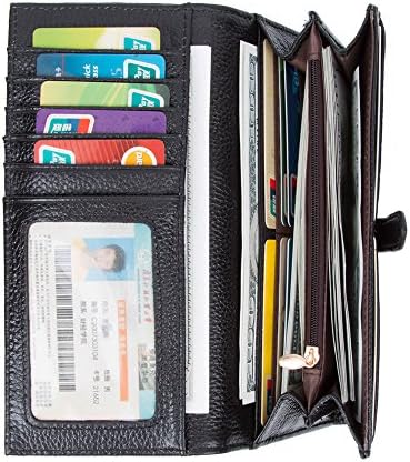 Women RFID Blocking Wallet Genuine Leather Long Wallet card Holder Ladies Handbag