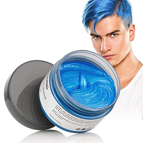 MOFAJANG Unisex Hair Wax Color Dye Styling Cream Mud, Natural Hairstyle Pomade, Washable Temporary,Party Cosplay (Blue)