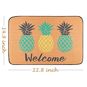 GROBRO7 Pineapple Doormat Summer Linen Welcome Carpet Rubber Non-Slip Reusable Entrance Rug Floor Hawaiian Door Mat… 51C32GDswqL