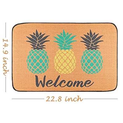 GROBRO7 Pineapple Doormat Summer Linen Welcome Carpet Rubber Non-Slip Reusable Entrance Rug Floor Hawaiian Door Mat… 51C32GDswqL