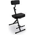 PYLE Drum Throne - Guitar Stool, Foldable & Portable Chair w/ Backrest & Footrest, Adjustable Music Stool for Adults, Padded Cushioned Seat & Back