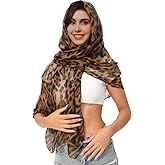Forlisea Womens Leopard Print Shawls and Wraps Neck Scarf Brown Scarves Soft Voile Sheer Beach Scarves Sunscreen Head Shawl Pashmina