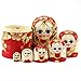 Moonmo 7pcs Cute Red Sweater Braid Girl Russian Wooden Nesting Dolls Matryoshka Toys