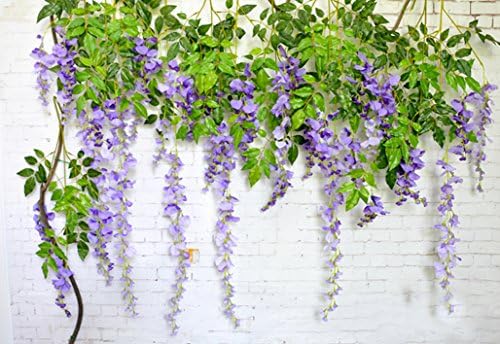 12 Pack 3.6 FT Artificial Fake Hanging Wisteria Vine Ratta Silk Flowers String for Home Wedding Party Decor (Purple)