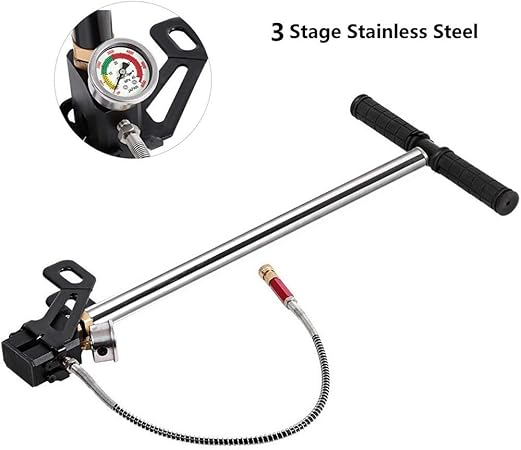 Hukoer Pompe à Main Haute Pression Pistolet à Air Comprimé à Haute Pression à 3 Phases Pompe De Remplissage Détrier Pour Pompe à Air Pompe à Main