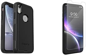 OtterBox Commuter Series Case for iPhone Xr - Frustration Free Packaging - Black & ZAGG InvisibleShield Glass+ Screen Protector – High-Definition Tempered Glass for The Apple iPhone XR