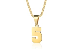 SUSOOK Number Necklaces Personalized Necklaces 18K Gold Plated Initial Number Pendant Stainless Steel Chain Sports Necklaces for Men Women
