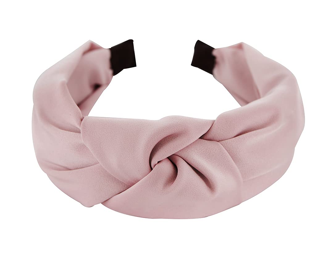 axy Headband with Knot and Satin Covered Vintage Beautiful Headband Hair Accessories Women's Headband HR35A (Dusky Pink)
