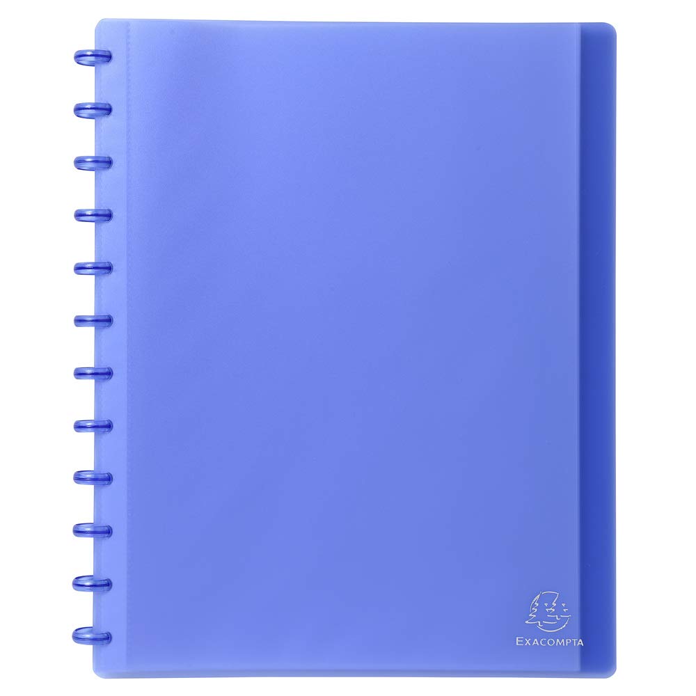 Exacompta - Ref 86352E - PP Translucent Repositionable Display Book - Suitable for A4 Documents, 30 Pockets, 60 Viewing Pages, Removable Pockets - Blue