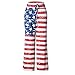 4th of July Women's American Flag Drawstring Wide Leg Pants Leggings (US 2/S, Red)