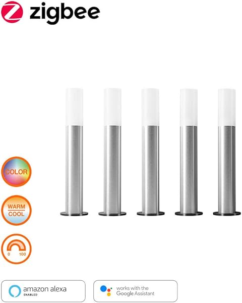 Ledvance Smart LED Gartenleuchte ZigBee RGB Farbwechsel 5 Spots directamente compatible con Echo Plus y Echo Show 2 Gen Compatible con Philips Hue Bridge Gardenpole juego base