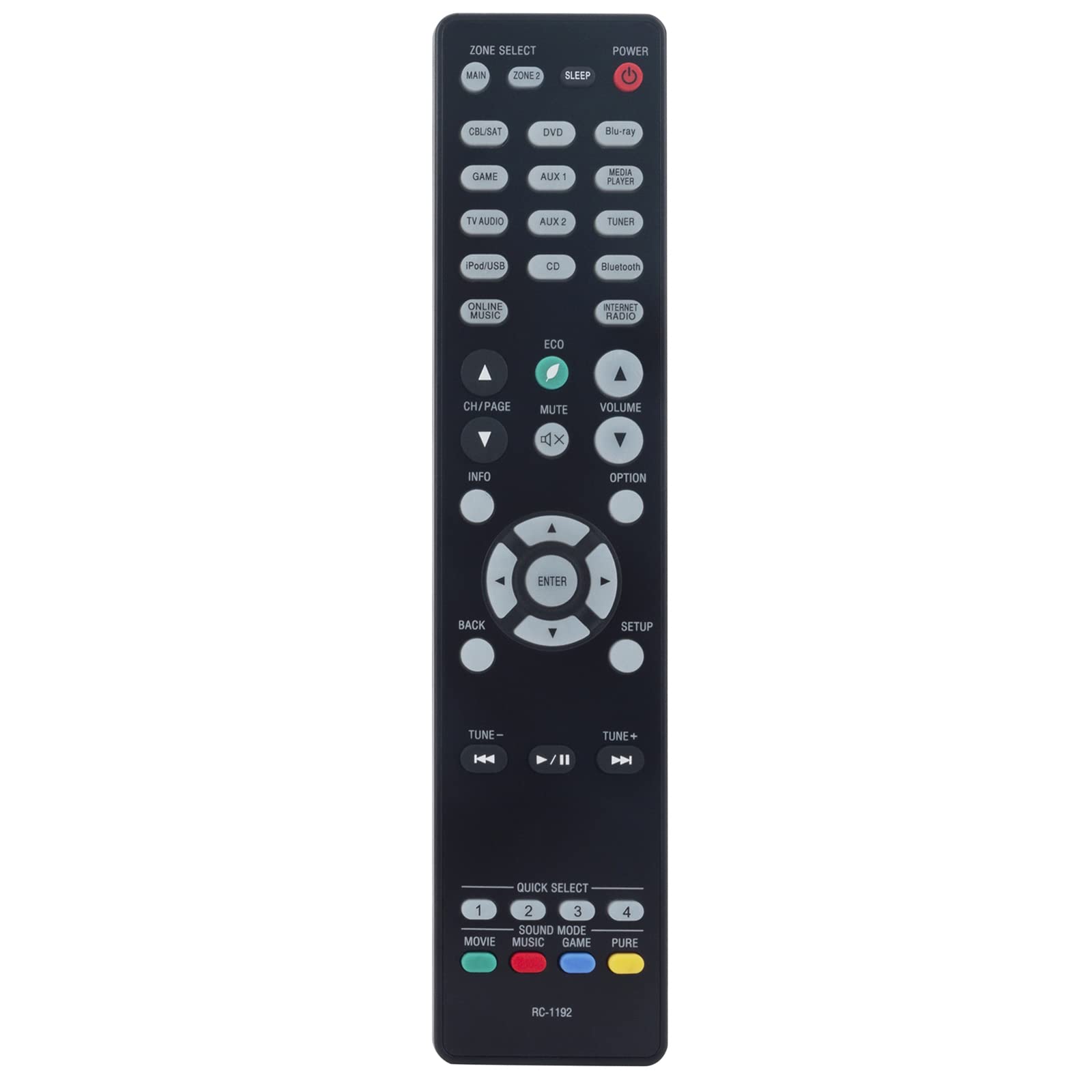 VINABTY Replacement Remote Control Fit for Denon Integrated Network AV Receiver AVR-S900W AVR-S910W AVR-S920W AVR-X2100W AVR-X2200W AVR-X2300W AVR-X3100W AVR-X3200W AVR-X3300W AVR-X5200W RC-1192