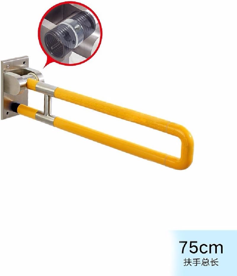 WAZZJ 12 mm base plate, barrier free folding armrest, bathroom toilet, toilet handle,60 yellow