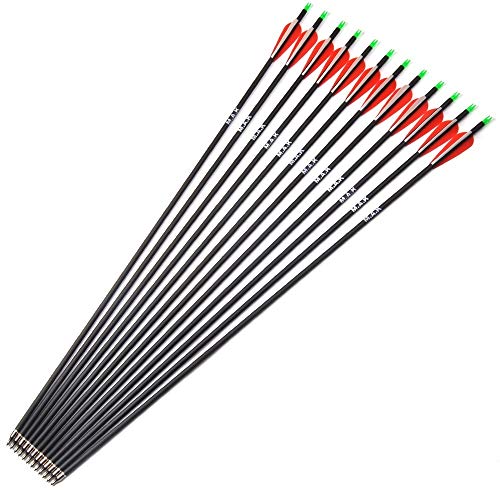Muhubaih Archery Outdoor Hunting Carbon Arrows 12PCS 30" Archery Metal tip 7.8mm Shaft Spine 550 Removable Arrows with Field Points Replaceable Tips for Recurve & Compound Bow(12Pcs) - Thumbnail 6