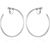 Vince Camuto Silver-Tone Large Open Hoop Clip On Earrings For Women