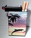 Cigarette Case Dolphins Swim Ocean Water Built on Lighter Holder box Kings 100's ryo