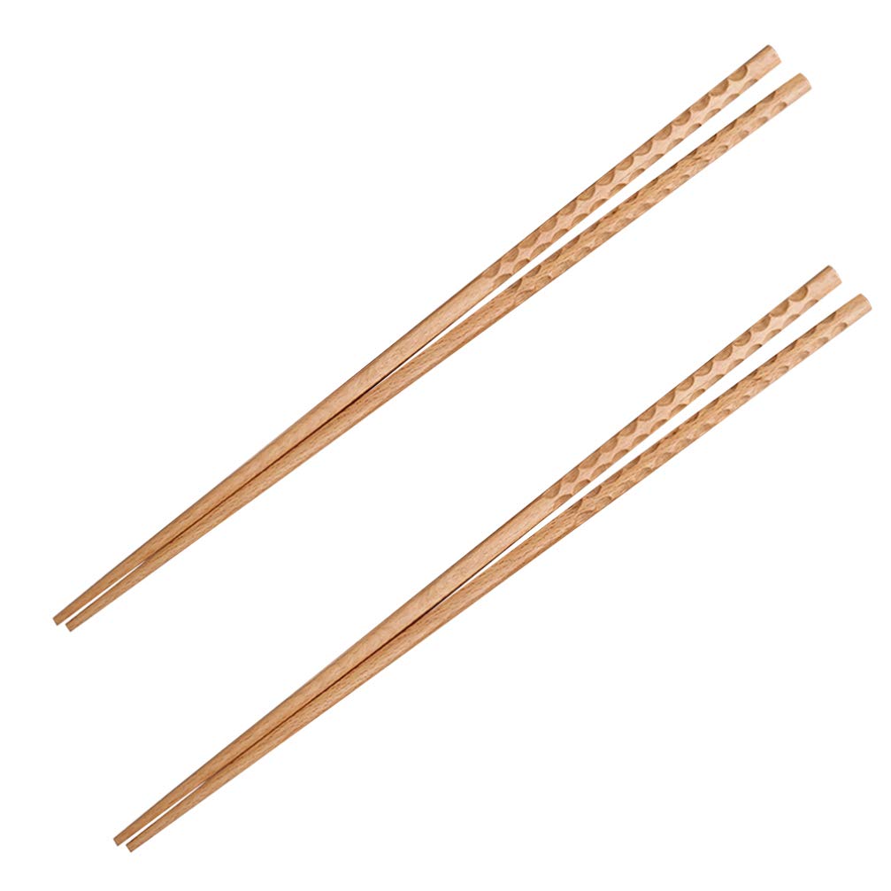 2 Pairs 33cm Cooking Chopsticks Extra Long Wooden Kitchen Frying Chopstick
